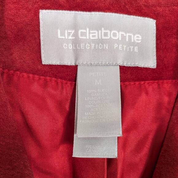 Y2K Suede Jacket PM Red Button Leather Button Collar Baddie Classic Fall Nyc - Picture 6 of 7